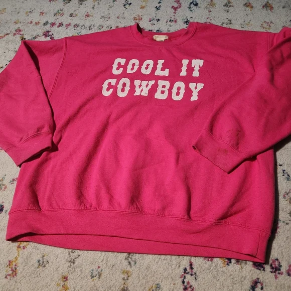 💘 Altard State Pink Crewneck Sweater - Cool It Cowboy - Picture 1 of 2